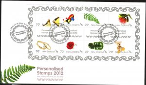 New Zealand 2012 Greetings Personalised Stamps sheet FDC