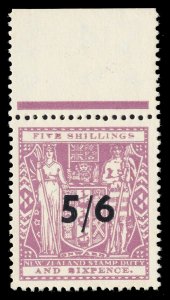 New Zealand 1940 KGVI Arms Fiscal 5/6 on 5s6d superb MNH. SG F214. Sc AR96. 
