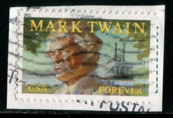 4545 US (44c) Mark Twain SA, used on paper