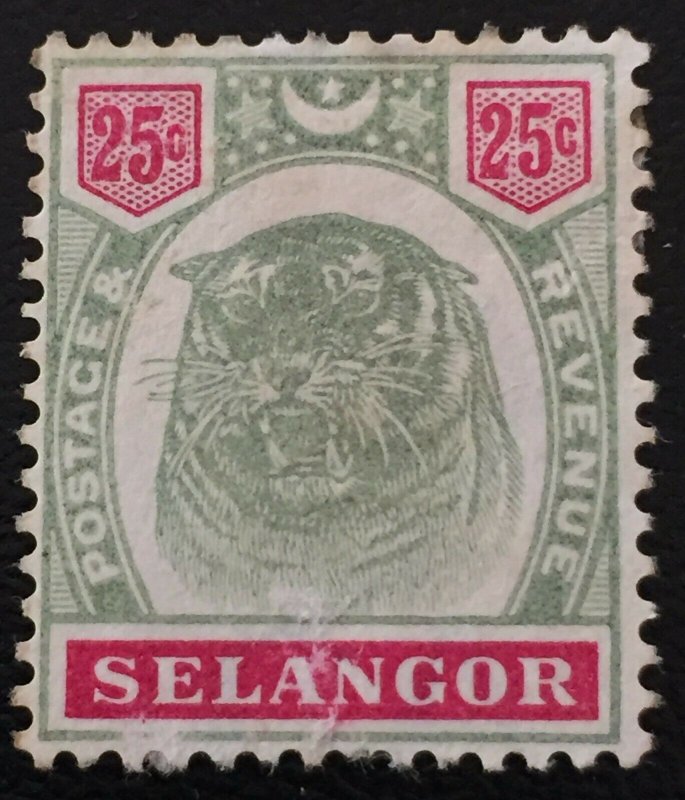 Malaya 1896 Selangor Tiger 25c Mint NG SG#58 M1473