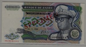 Zaire P-37b unc. banknote/ Specimen/ no.262
