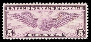 Scott C16 1931 5c Violet Globe Airmail Rotary Issue Mint F-VF OG NH Cat $8.50