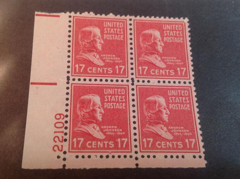 U.S. Scott # 822 Plate Block MNH