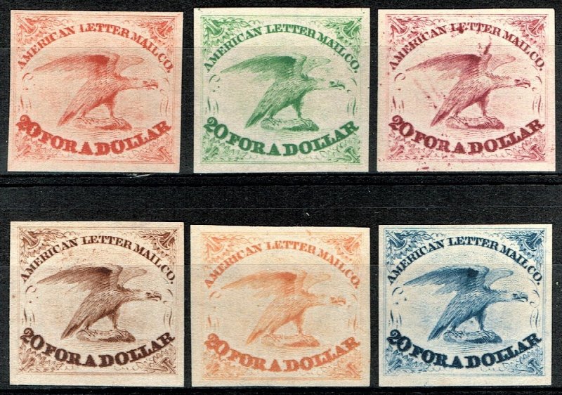 [sto027] US #5L1 American Letter Mail Trail Color Print Reprints 6 diff colors