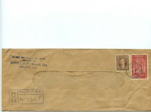 4 hole O. H. M. S. perfin Registered DRop rate 1940 Canada cover