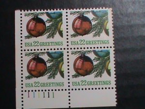 ​UNITED STATES-1987 SC#2368 CHRISTMAS GREETING STAMPS -MNH -PLATE BLOCK -4 VF