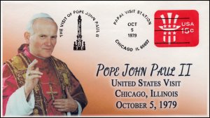 AO-U581, 1979, Pope John Paul II, Visit to US, Add-on Cover (2018), Chicago IL,