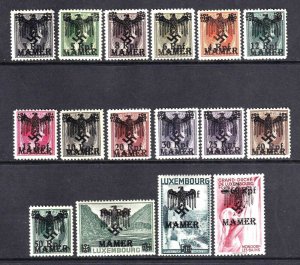 LUXEMBOURG N17-N32 MAMER OVERPRINTS OG LH-NH L/M-U/M F/VF TO VF BEAUTIFUL GUM