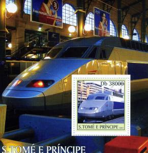 Sao Tome & Principe 2003 Trains & Locomotives s/s Perforated mnh.vf