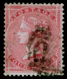 SG62a, 4d carmine, FINE USED. Cat £450. SMALL GARTER. PAPER SLIGHTLY BLUED 