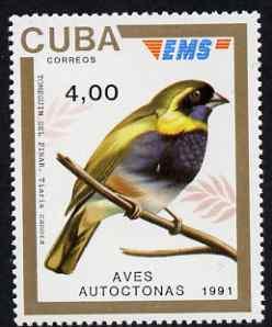 Cuba 1991 Express Mail Stamp - 4p Cuban Grassquit Bird un...