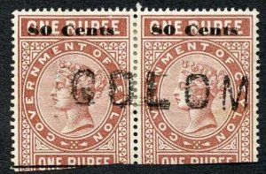 Ceylon Telegraph SGT92 80c on 1r Red-brown Type 87 Cat 22 only 4000 printed
