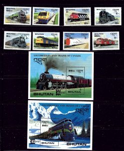 Bhutan 597-606 MNH 1987 Locomotives    (ap2148)