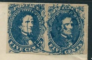 CSA #4 PAIR (TWO SINGLES) ON SMALL 3 3/4 BY 3 1/8 VERY CLEAN COVER - BEAUTIFUL