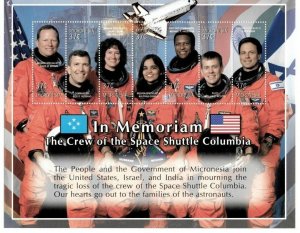 Micronesia 2003 - Columbia Space Shuttle - In Memorium - Sheet of 7 stamps - MNH