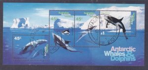 Australian Antarctic Territory AAT L97a Used 1995 Whales & Dolphins Souv Sheet