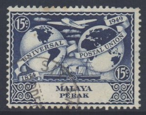 Malaya Perak Scott 102 - SG125, 1949 UPU 15c used