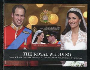 PAPUA NEW GUINEA WEDDING OF PRINCE WILLIAM & KATE MIDDLETON IMPERF S/S MINT NH