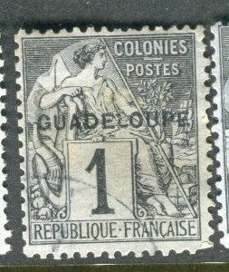 FRENCH COLONIES; GUADELOUPE 1890s classic Optd. issue fine used 1c.