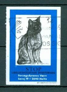 Denmark. Poster Stamp Animal Protection Cat. Cancel 