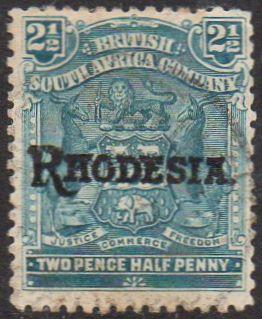 Rhodesia 1909 2½d pale dull blue used