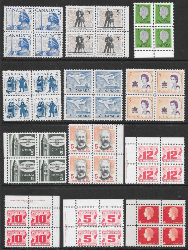 CANADA (230) Blocks and Imprint Blocks of 4 ALL Mint Never Hinged FV=C$73++