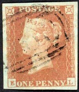 1841 Penny Red (EL) Plate 106 GIG STAMP Fine Four Margins Cat 40++ pounds