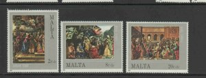 MALTA #B51-B53  1984 PAINTINGS BY CANVANA      MINT  VF NH  O.G