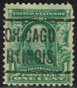 1903 1c FRANKLIN with precancel f/ CHICAGO IL(300-L-4E) NORMAL. Nice classic!