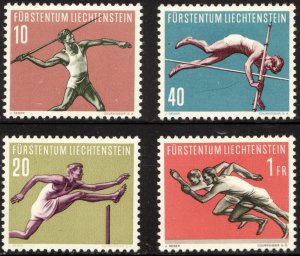 1956 Liechtenstein Sc#297-300 - Track & Field, Sports  - MNH stamp set Cv$22.50