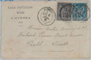 75199 - FRANCE - Postal History - SAGE 10 + 15 on COVER to SCOTTLAND  1881