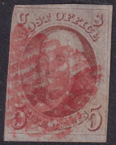 #1 Used, 3 1/2 margins, red cancel, sound, clean (CV $350 - ID35741) - Joseph...