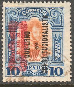 MEXICO 533, 10c CORBATA & $ REVOLUTIONARY OVERPRINTS USED (884)