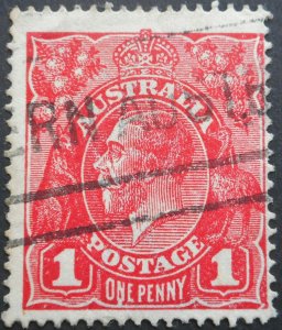 Australia 1914 GV One Penny with Run N of ONE first state BW 71(4)v used