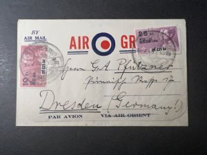 1953 Thailand Siam Airmail Air Gram Postcard Cover to Dresden Germany