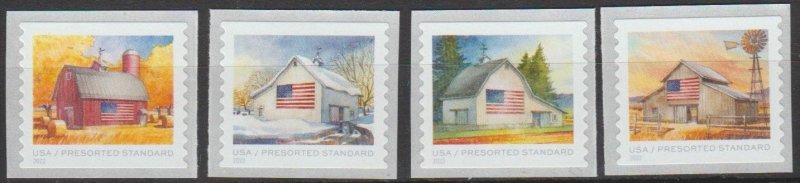5684-87 Flags on Barns Coil, Set-4 Singles, MNH (Presorted Standard)