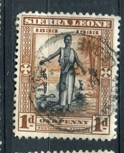 SIERRA LEONE; 1933 early GV Anniversary issue used hinged 1d value