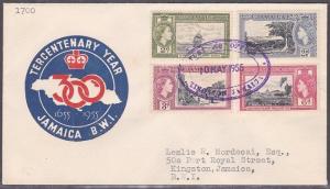 JAMAICA 1955 Tercentenary set commem FDC - special cancel..................706