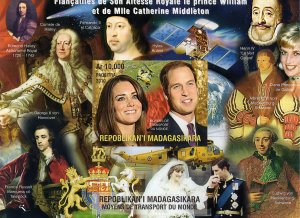 Madagascar 2010 Kate and William/Charles and DIANA  S/S IMPERFORATED MNH