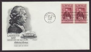 US 1097 Lafayette 1957 Artmaster U/A FDC