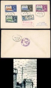 Gibraltar SG117a 1935 Silver Jubilee 1/- Extra Flagstaff on Cover