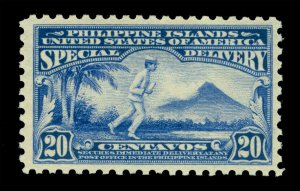 US PHILIPPINES 1916 SPECIAL DELIVERY Messenger 20c ultra  Perf.10 Sc #E4 mint MH