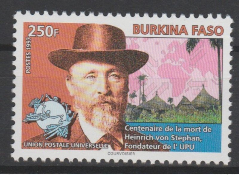 Burkina Faso 1997 Mi. 1453 Heinrich von Stephan founder UPU 1 val. **
