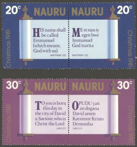 1981 Nauru Scott #236-239, Christmas Set of 2 Pairs MNH