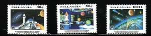 Malaysia-Sc#499-501- id7-unused NH set-Space-Planetarium-1994-