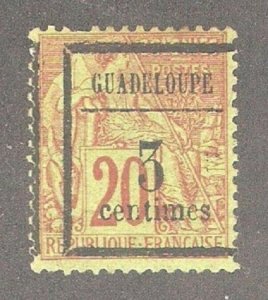 Guadeloupe 1899 Surcharged 3c on 20c,Scott # 3,VF Mint Hinged* (FC-4) (Lot-1)