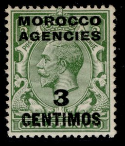 MOROCCO AGENCIES GV SG128, 3c on ½d green, M MINT.