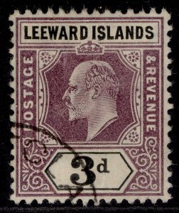 LEEWARD ISLANDS EDVII SG33, 3d dull purple & black, FINE USED. Cat £65.