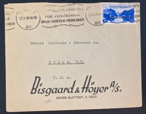 1939 Oslo Norway Commercial Cover To Utica NY USA Slogan Cancel