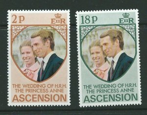 ASCENSION SG178/9 1973 ROYAL WEDDING MNH